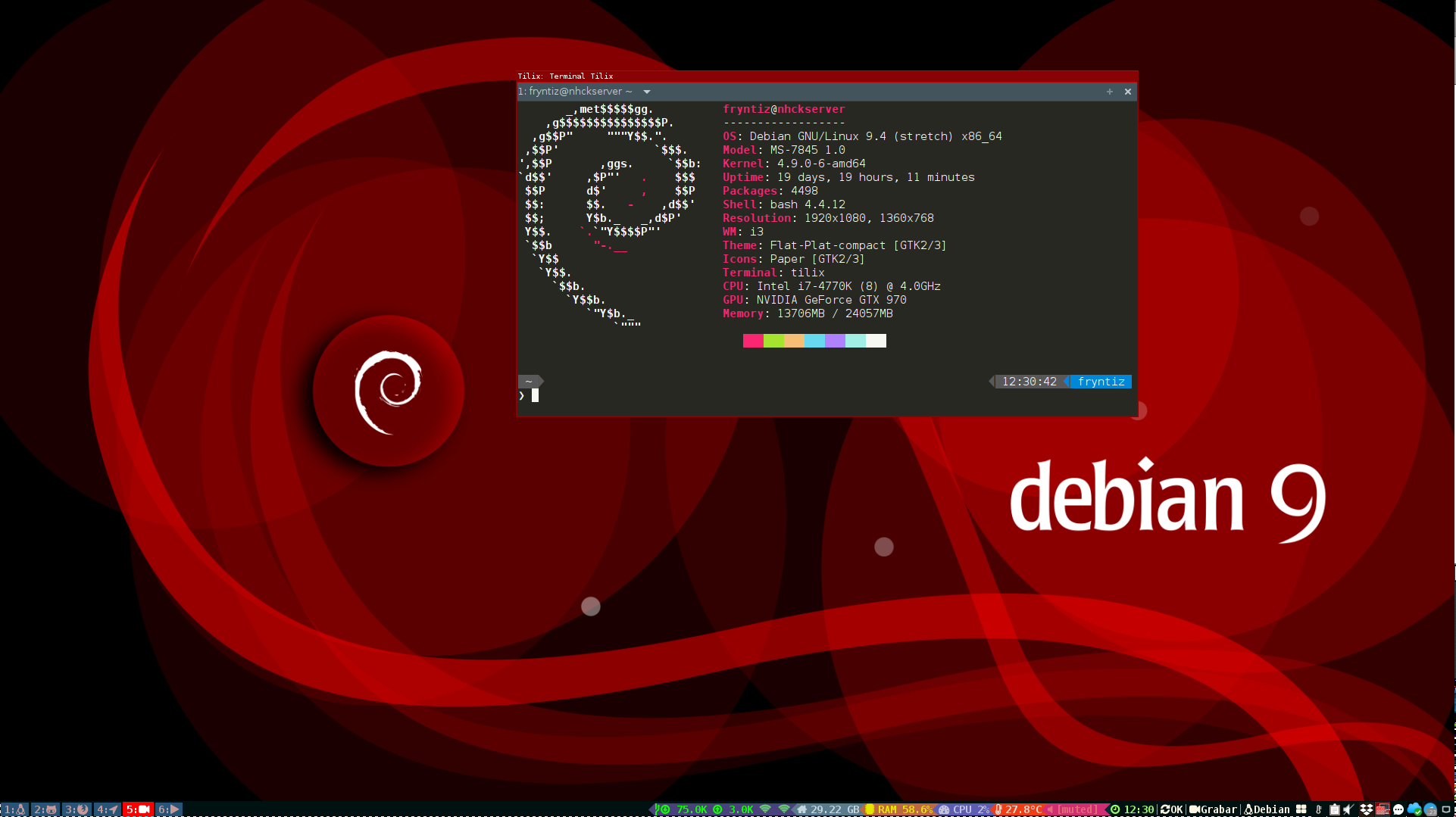 Debian GNU/Linux con escritorio i3wm